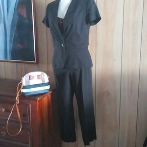 Pants suit: cropped pants & short sleeve jacket